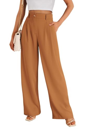 GLIENST Womens Wide Leg Dress Pants High Waisted Long Flowy Casual Dressy Trousers with Pockets