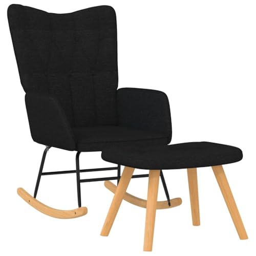 vidaXL Silla Mecedora con Reposapiés Balancín Reclinable Asiento Sillón Salón Sala de Estar Muebles Mobiliario Relajante...