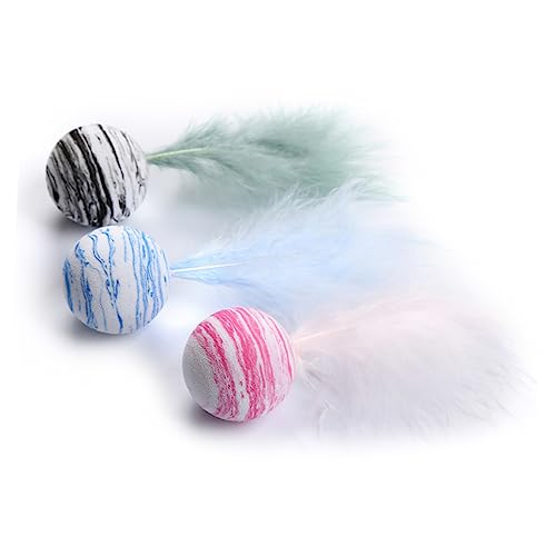 Toyvian 5Pcs Cat Biting Random Color Feather Star Ball for Kittens Engaging Pet Supplies to Keep Cats Active and Entertained for Indoor Play