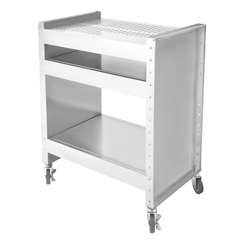 Mesa de barbacoa de acero inoxidable, carrito de barbacoa para exteriores con 3 niveles, mesa auxiliar para exteriores, mesa de barbacoa, carrito con ruedas, 59 x 40 x 80 cm