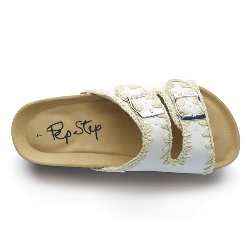 Image of PepStep Slide Sandals for Women with Soft Cork Footbed and Strap, Ladies Fashion Platform Slide Sandals Comfortable Slip On Style