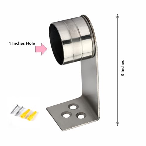 Image of GHAR DWAR L Shape Stainless Steel Wall Mount Concealed Long Band Curtain Rod & Ceiling Holder Brackets for Door and Windows Heavy Duty Holder Bracket Silver (3 Inch Silver, Pack of 1 Pair)