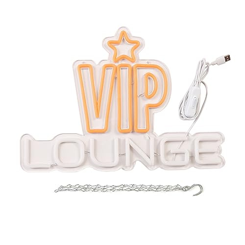 Image of VIP Lounge Neon Signs for Wall Decor Neon Lights for Bedroom Led Business Signs Suitable for Night Club Bar Hotels Nail Salon Massage 5V Power Adapter, 16.2 * 11.4 Inch(Yellow+White)