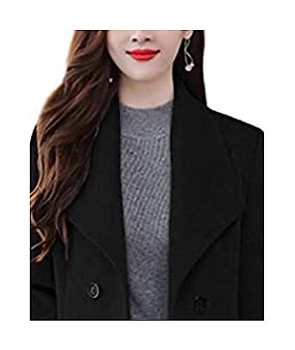 SOMTHRON Women's Trench Coat Shawl Collar Double Breasted Maxi Long Pea Coat Winter Work Jacket Wool Blend Overcoat4
