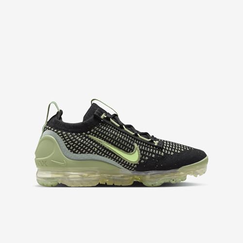 Nike Air Vapormax 2021 FK Big Kids' Shoes (DB1550-010, Black/Oil Green/Vintage Green/Barely Volt) Size 73