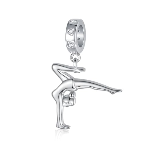 Gymnastics Charms for Necklace Bracelet 925 Sterling Silver Gymnast Bead Jewelry Gifts Women Daughter - Main Image