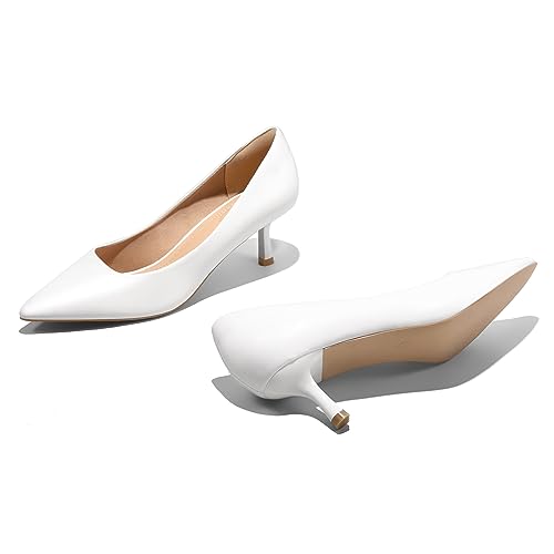 mysoft Kitten Heels for Women Low Heel Pumps 2 Inch Closed Toe Wedding Dress Shoes - Image 6