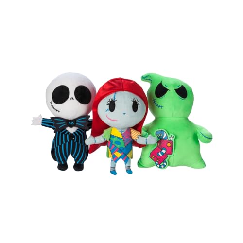 Image of Disney Store Tim Burton's The Nightmare Before Christmas Plush Set - Jack Skellington, Sally & Oogie Boogie - Soft, Detailed & Cuddly Halloween Toys in Window Display Box