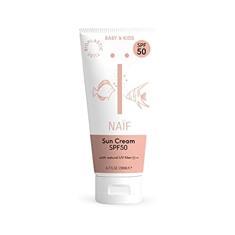Naïf, Sonnencreme für Baby & Kind LSF50, Natürlicher Sonnenschutz auf Wasserbasis, für Baby & Kind, Natürliches Sonnenschutzmittel mit natürlichem mineralischen Filter, 100 % vegan, 200ML Cover