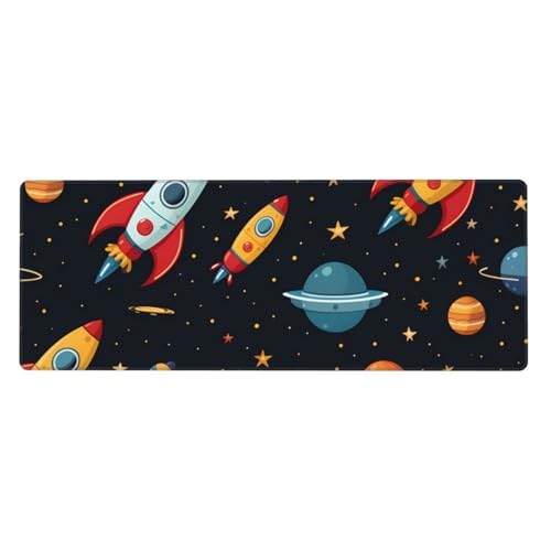 Tapis de souris de jeu décoratif vaisseau spatial 80 x 30 cm pour ordinateur