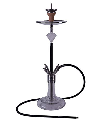 DIAMOND HOOKAH Premium Carbonado Shisha Set, Wasserpfeife Shisha Edelstahl Komplettset mit 4 Anschlüsse/Schläuche. 18/8…
