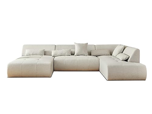 Lisa Design Onyx - canapé panoramique d'angle Droit 7 Places - en Tissu