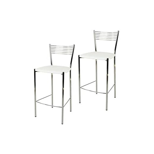 Tommychairs - Set 2 tabourets Modernes Elegance pour la Cuisine et Bar, avec Structure en Acier chromé et Assise en Cuir Artificiel Coleur Blanc