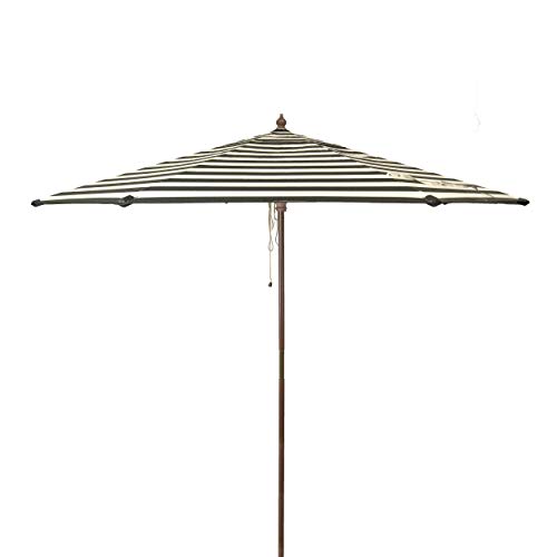 Heininger Destinationgear 1441 9 Ft Classic Wood Patio Umbrella Acrylic Stripe Black And White #TOP4