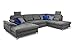 Produktbild Cavadore Wohnlandschaft Castiel mit Federkern / Großes Schlafsofa in U-Form mit Bett, Sitztiefenverstellung und Kopfstützen / 368 x 114 x 232 / Webstoff, Grau