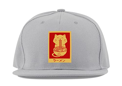 Casquette de baseball chat ramen avec visière plate rétro en coton doux