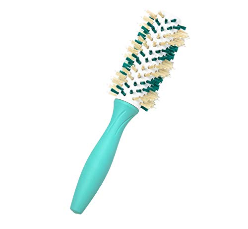 Movement of Hair Medium Round Brush 1.25" Barrel 2x2 Alternating Nylon and Boar Flutes with Ceramic Tips - Smooths and Polishes, Medium Brush