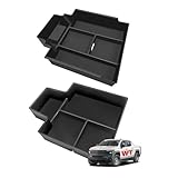 BestEvMod 2 bandejas organizadoras de consola central para Chevrolet Silverado EV 2024+ Pickup caja de almacenamiento de reposabrazos de material ABS con ribete de PVC, no compatible con modelos ICE o