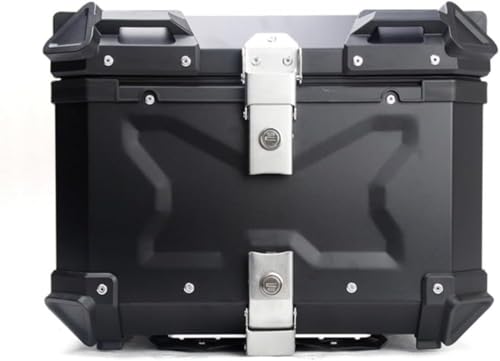 Negosuバイク用リアボックス バイクトップケース オートバイ ボックス アルミ製 モノロックケース大容量 防水 頑丈 耐衝撃 取付ベース付 革の内張り 簡単脱着 キーロック可能 防犯対策 四角 (65L,ブラック)