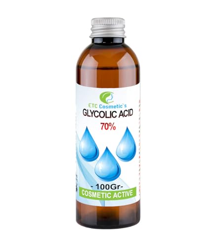 Acido glicolico - 100 gr - 70% Soluzione esfoliante AHA ad alta potenza | Formula per un profondo rinnovamento della pelle e una texture più definita | A base d'acqua