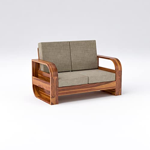 Image of Douceur Furnitures Solid Sheesham Wood 2 Seater Sofas | Two Seater Sofa for Living Room, Cafe, Office | (Design-5)