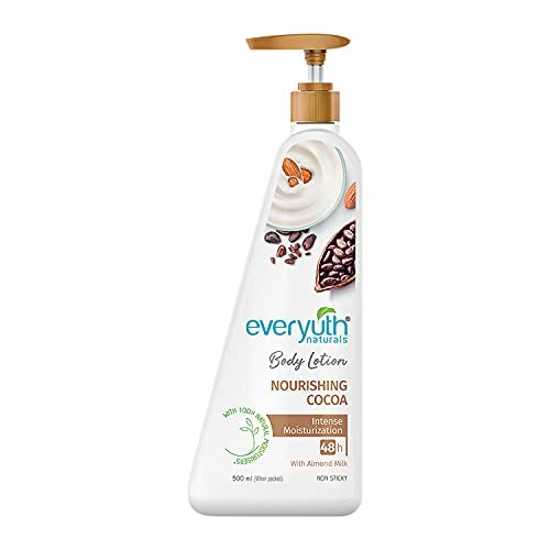 Everyuth Naturals Nourishing Cocoa Body lotion 500ml for men & women | 48Hr Hydration | Deep Moisture Care for Dry Skin | Enriched with 100% Natural