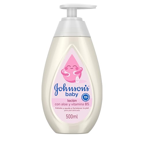 Johnson's Baby Loción Hidratante para Bebé con Aloe Vera y Vitamina B5, 500ml - crema corporal bebé para piel delicada, hidrata y protege la piel sensible del bebé