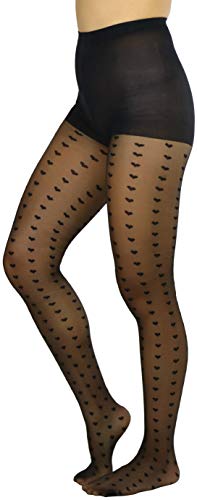 Image of ToBeInStyle Women's Valentine Day Themed Opaque Sheer Pantyhose w /Heart Love