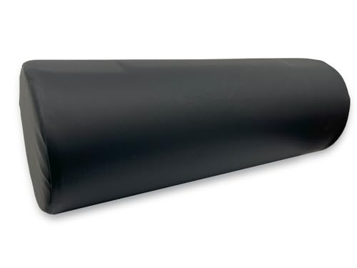 QUIRUMED Cojín Rodillo, 55 x 20 cm, color Negro, Polipiel, Ergonómico, Relleno de espuma, para Yoga, para Fitness, para Masaje