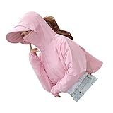 Milisten Sun Protection Hat Set UV for Summer Outdoor Riding Wide Brim Elastic Face Cover One Pink