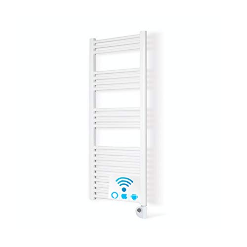 Radiador Toallero Electrico IBIZA Blanco 750W  Termostato Digital  (1200 x 500 mm)  El Primer Toallero Bajo Consumo Wi-Fi, Compatible con iOS y Android  Amazon Alexa y Google Home