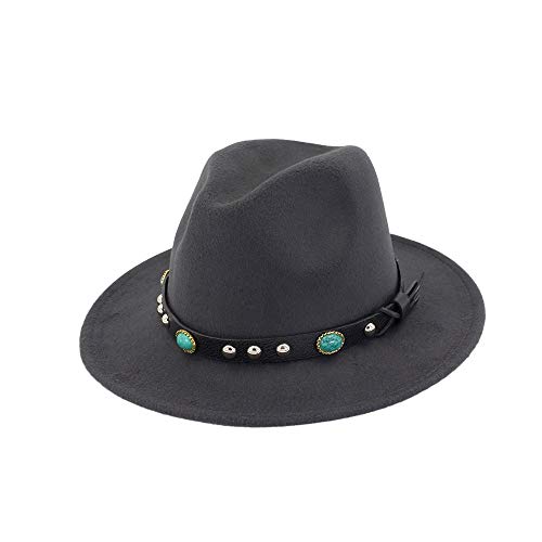 ZHANGBIN Mujeres Hombres Sombrero de Lana Fedora Cover