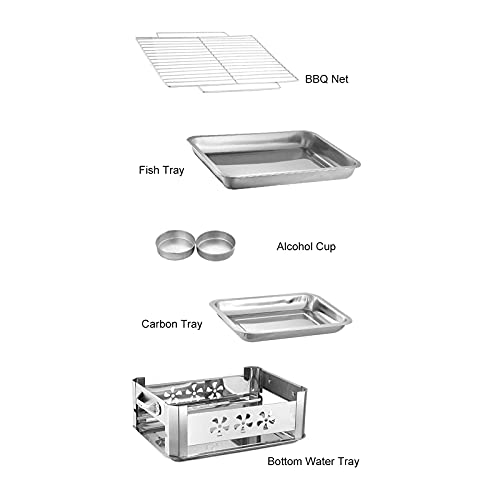 Barbecue à charbon en acier inoxydable 45x35 cm avec grille et plateau de cuisson - 3