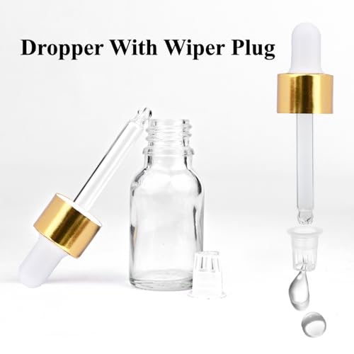 15ML Clear Round Empty Glass Bottle | Glass Dropper | Gold Sleeve | Silcon White Teat | Refillable | Leak Proof For Essential Oils | DIY Perfumes| DIY serums (24)