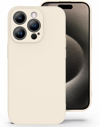 Image of DIZORO Square Microfiber Candy Case Compatible for iPhone 15 Pro Max Shockproof Slim Back Cover Liquid Silicone Case - Stone Grey