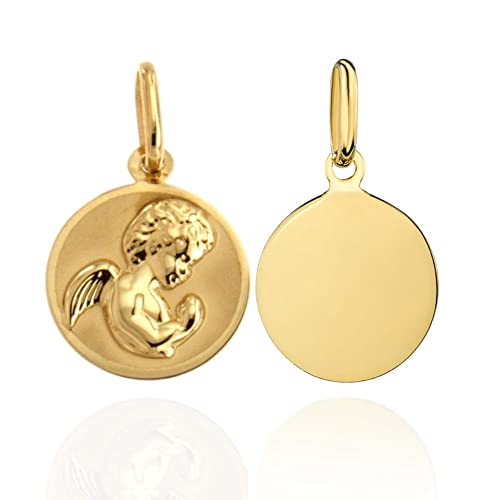 Goldanhänger Kettenanhänger Gold Gelbgold 585 14K Halssmuck Anhänger Kreis Engel für Damen Mädchen Jungen