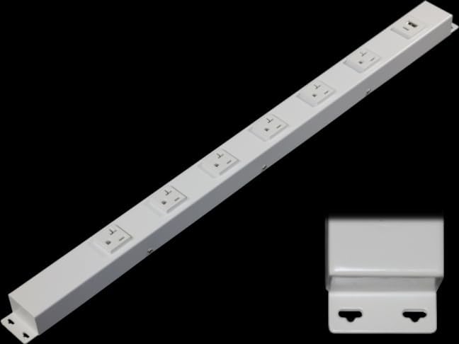 24” Hardwired Power Strip (NO Power Cord), 6 20Amp (NEMA 5-20R) Vertical Outlets (NOT Tamper Resistant) with Ears (with mounting tabs on Both Ends), USB A+C, White