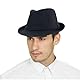 Klassischer Fedora-Hut für Herren, Filz, Manhattan-Gangster-Trilby mit Band, Unisex, strukturierter Trilby-Fedora-Hut (Größe: S), Schwarz2, MEDIUM