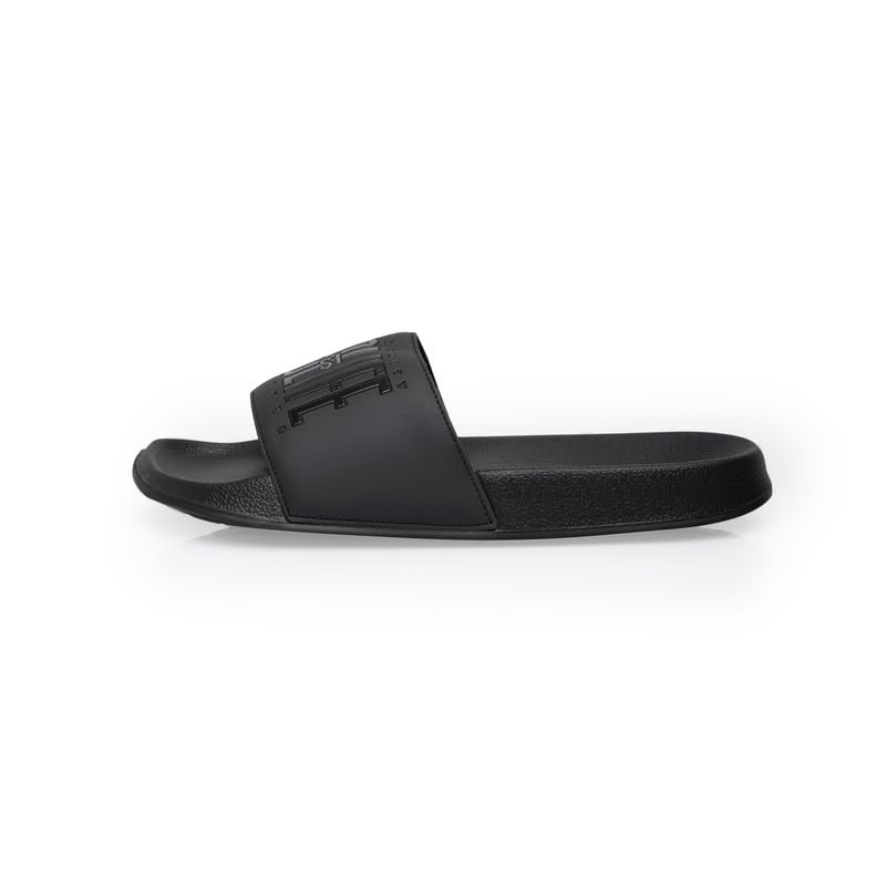 Mens Embossed Logo EVA Sliders | Lightweight Slip-On Slippers with Cushioned Sole | Casual Open-Toe Slides