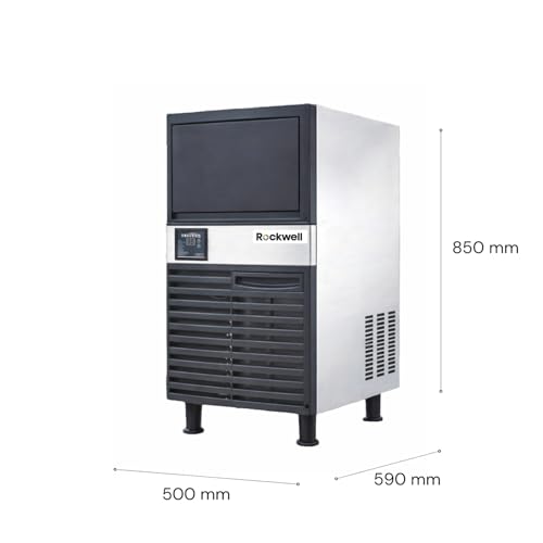 Image of ROCKWELL RICM60 Ice Cube Maker | 55 Kg /Day Ice Output | 18 Kg Storage | Commercial Ice Machine for Cafe, Restaurant & Bar