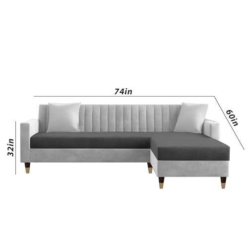 Image of Casaliving Garcia L Shape Sofa Set for Living Room Premium Fabric Sofa (4 Seater RHS, Black Grey)