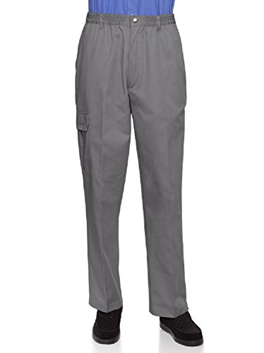 Mens Full Elastic Waist Pants with Zipper Fly and Snaps Closure