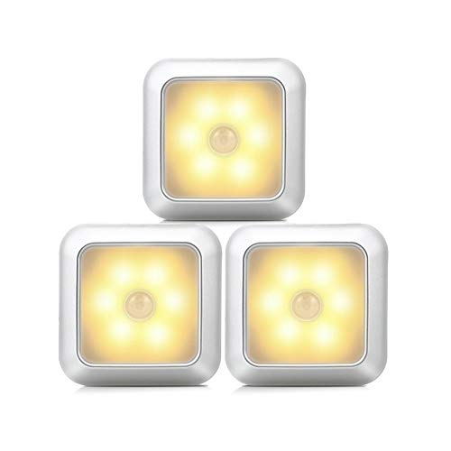 Preisvergleich Produktbild Nachtlicht mit Bewegungsmelder, warmweißes Schrank-Wandlicht, quadratische Lichter mit eingebautem Magnet, batteriebetriebenes Nachtlicht für Kleiderschrank, Flur, Schrank, Küche, Bad, Waschküche