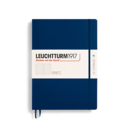 LEUCHTTURM1917 - Notebook Hardcover Master Classic A4+ - 235 Numbered Pages for Writing and Journaling (Navy, Dotted)