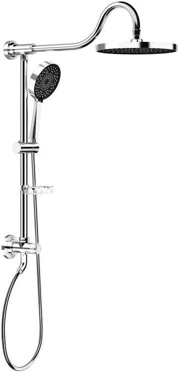 Tearel 9 Inches Rainfall Shower Head and Handheld Showerhead Combo Shower System with Slide Bar, Chrome