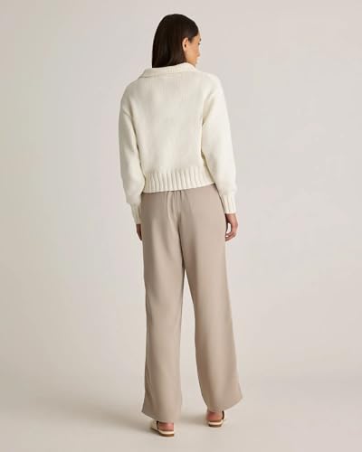 Image of Elendra Cotton Blend Wide Leg Pants for Women | HIGH Waist Formal Baggy Pants