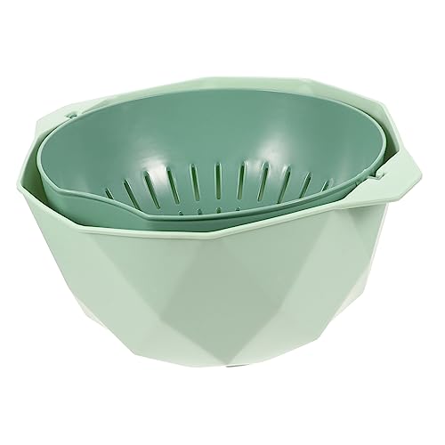 STOBAZA 二重層排水バスケット 回転式キッチン用ストレーナー 洗浄容器 プラスチック製 フルーツ 野菜用 収納簡単 毎日の料理に