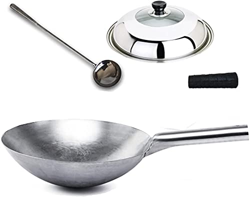 YHEIANJ Wok Tradicional de Acero al Carbono Martillado a Mano,32cm