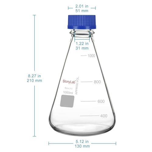 Fiole Erlenmeyer en verre borosilicaté supérieur stonylab 1000 ml graduée