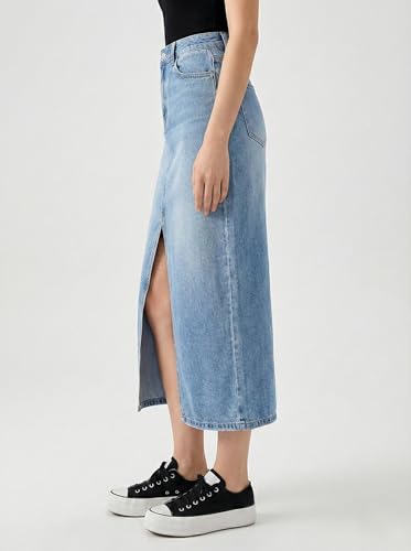 Image of ODDMONKEY Women High Waist Denim Skirt | Skirt for Women | Long Straight Fit Skirt |Long Skirt for Women
